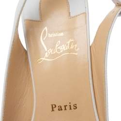 Christian Louboutin White Leather Reine De Liege Wedge Platform Sandals Size 39