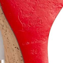 Christian Louboutin White Leather Reine De Liege Wedge Platform Sandals Size 39