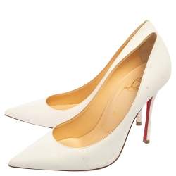 مملوكة مسبقًا Christian Louboutin White Leather Kate Pumps Size 39