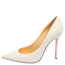 مملوكة مسبقًا Christian Louboutin White Leather Kate Pumps Size 39