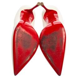 مملوكة مسبقًا Christian Louboutin White Leather Kate Pumps Size 39