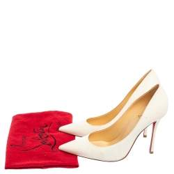 مملوكة مسبقًا Christian Louboutin White Leather Kate Pumps Size 39
