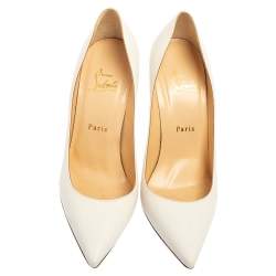مملوكة مسبقًا Christian Louboutin White Leather Kate Pumps Size 39