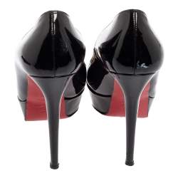 Christian Louboutin Black Patent Bianca Platform Pumps Size 38.5