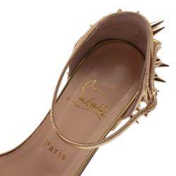 Christian Louboutin Gold Spiked Leather Druide Sandals Size 38