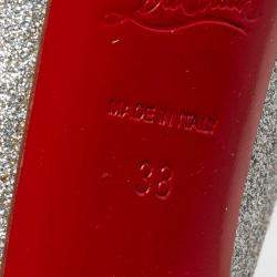 مملوكة مسبقًا حذاء كعب عالي كريستيان لوبوتان دافوديل غليتر فضي نعل سميك مقاس 38