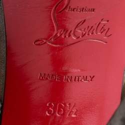 Christian Louboutin Metallic Grey Leather Platform Slingback Sandals Size 36.5