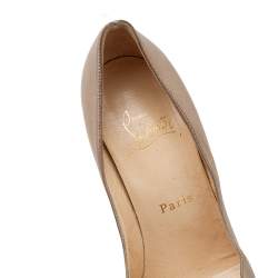 Pre Owned Christian Louboutin Metallic Gold Leather Madame Butterfly Peep Toe Platform Pumps Size 36.5