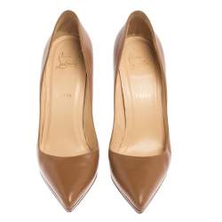 Pre Owned Christian Louboutin Tan Leather Pigalle Plato Pumps Size 41