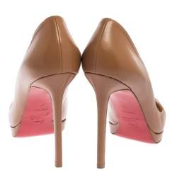 Pre Owned Christian Louboutin Tan Leather Pigalle Plato Pumps Size 41