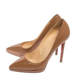 Pre Owned Christian Louboutin Tan Leather Pigalle Plato Pumps Size 41