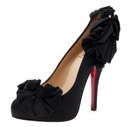 Christian Louboutin Black Satin Veneneuse 120 Pumps Size 36