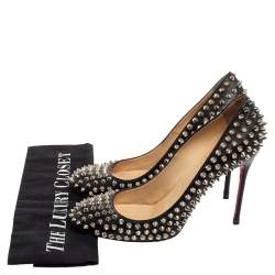 Christian Louboutin Black Leather Spiked Fifi Pumps Size 39