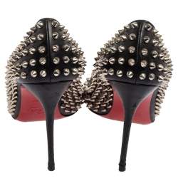 Christian Louboutin Black Leather Spiked Fifi Pumps Size 39