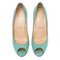 Christian Louboutin Turquoise Green Python Very Prive Pumps Size 39