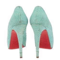 Christian Louboutin Turquoise Green Python Very Prive Pumps Size 39