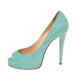 Christian Louboutin Turquoise Green Python Very Prive Pumps Size 39