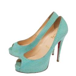 Christian Louboutin Turquoise Green Python Very Prive Pumps Size 39