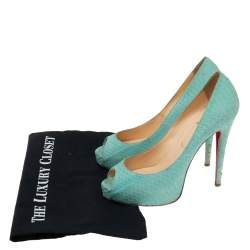 Christian Louboutin Turquoise Green Python Very Prive Pumps Size 39