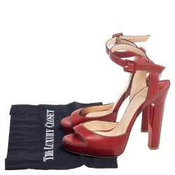Christian Louboutin Red Leather Ankle Wrap Sandals Size 38