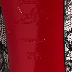 Christian Louboutin Black/Pink Lace and Satin Bianca Pumps Size 35.5