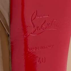 Pre Owned حذاء كعب عالي كريستيان لوبوتان بيانكا جلد بيج لامع نعل سميك مقاس 40