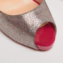 Pre Owned Christian Louboutin Multicolor Glitter No Prive Slingback Pumps Size 40.5