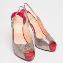 Pre Owned Christian Louboutin Multicolor Glitter No Prive Slingback Pumps Size 40.5