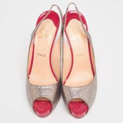 Pre Owned Christian Louboutin Multicolor Glitter No Prive Slingback Pumps Size 40.5