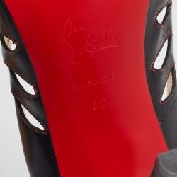 مملوكة مسبقًا حذاء كعب عالي كريستيان لوبوتان جلد أسود مقدمة مستديرة قصه ليزر مقاس 40