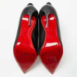 Pre Owned حذاء بوت كاحل كريستيان لوبوتان كلاميجاني جلد أسود بمقدمة مدببة مقاس 35.5