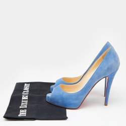 Christian Louboutin Blue Suede New Very Prive Peep Toe Pumps Size 36.5
