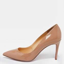 Pre Owned Christian Louboutin Beige Patent Leather Pigalle Pointed Toe Pumps Size 41