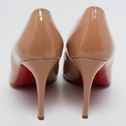 Pre Owned Christian Louboutin Beige Patent Leather Pigalle Pointed Toe Pumps Size 41
