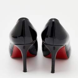Pre Owned Christian Louboutin Black Patent Leather Very Prive Platform Pumps Size 38.5