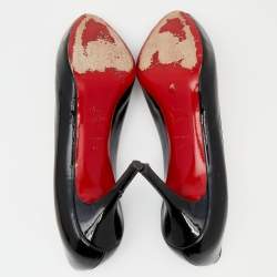 Pre Owned Christian Louboutin Black Patent Leather Very Prive Platform Pumps Size 38.5