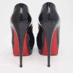 Christian Louboutin Black Patent Leather Lady Peep-Toe Pumps Size 38