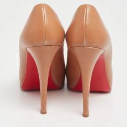 Pre Owned Christian Louboutin Tan Leather Rolando Pumps Size 37.5