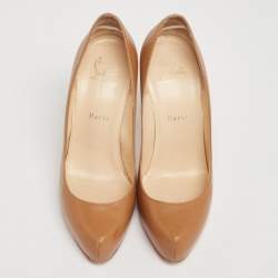 Pre Owned Christian Louboutin Tan Leather Rolando Pumps Size 37.5