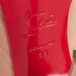Pre Owned Christian Louboutin Beige Patent Leather Maryl Peep-Toe Pumps Size 39 