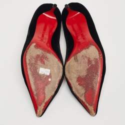 مملوكة مسبقًا Christian Louboutin Black Velvet Kitten Heel Pumps Size 40