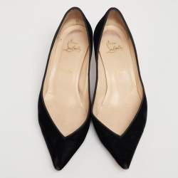 مملوكة مسبقًا Christian Louboutin Black Velvet Kitten Heel Pumps Size 40