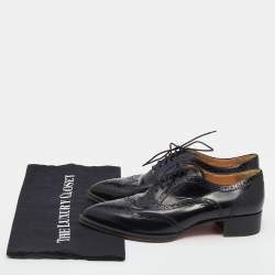 Pre Owned Christian Louboutin Black Brogue Leather Zazou Lace Up Oxfords Size 39