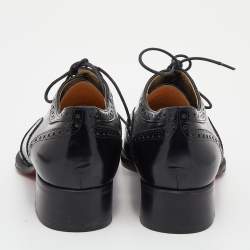 Pre Owned Christian Louboutin Black Brogue Leather Zazou Lace Up Oxfords Size 39