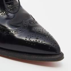 Pre Owned Christian Louboutin Black Brogue Leather Zazou Lace Up Oxfords Size 39