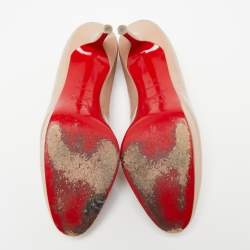 مملوكة مسبقًا Christian Louboutin Beige Patent Leather New Simple Platform Pumps Size 37.5