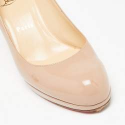 مملوكة مسبقًا Christian Louboutin Beige Patent Leather New Simple Platform Pumps Size 37.5