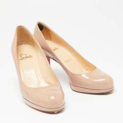 مملوكة مسبقًا Christian Louboutin Beige Patent Leather New Simple Platform Pumps Size 37.5