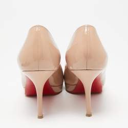 مملوكة مسبقًا Christian Louboutin Beige Patent Leather New Simple Platform Pumps Size 37.5