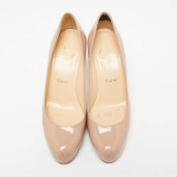 مملوكة مسبقًا Christian Louboutin Beige Patent Leather New Simple Platform Pumps Size 37.5
